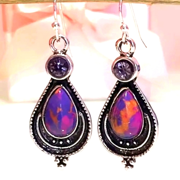 Jewelry - Nwt! Beautiful silver and multicolored stone earrings